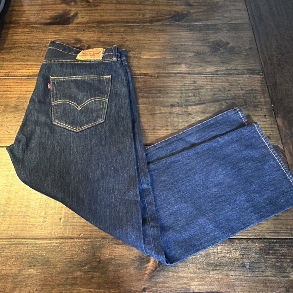 Levi's 501 Original Fit Jeans Men's 36x29 Dark Wash Button Fly Denim